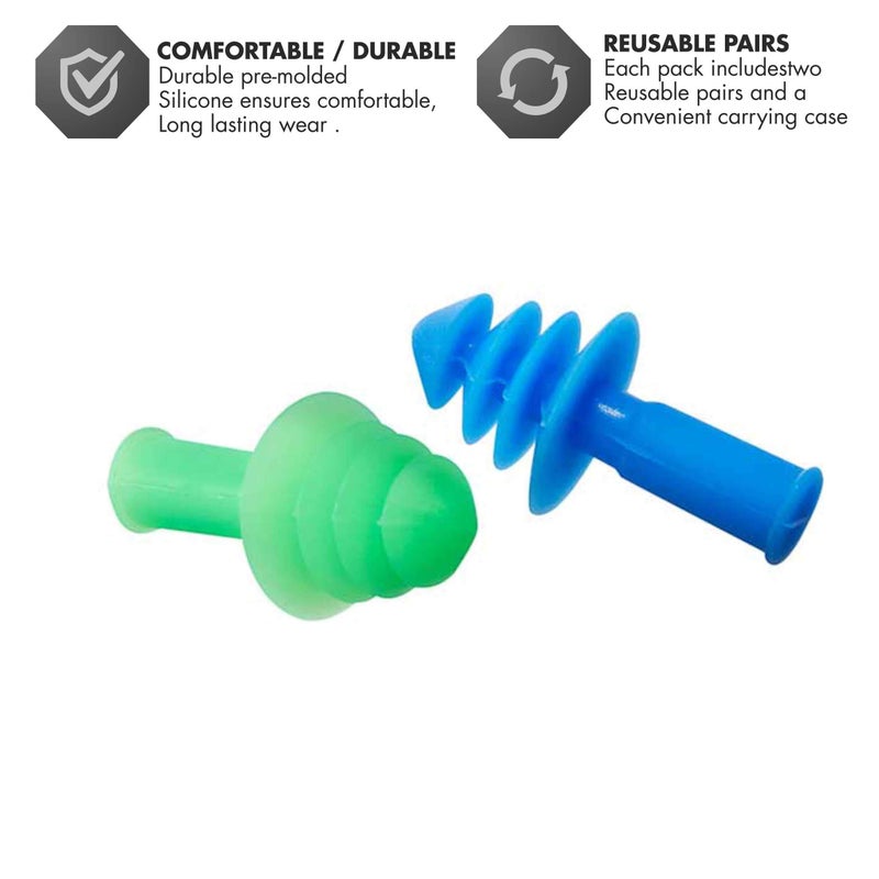 TYR Ergo Flex Ear Plugs-4pk Swimming Equipment, Blue/Green, All - Image 3