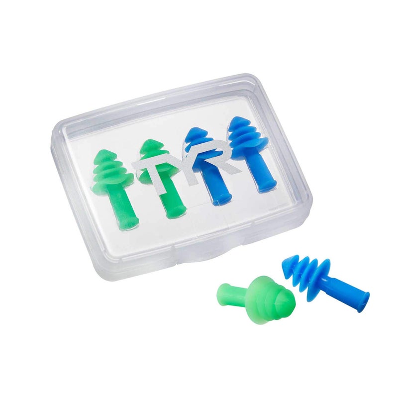 TYR Ergo Flex Ear Plugs-4pk Swimming Equipment, Blue/Green, All - Image 1