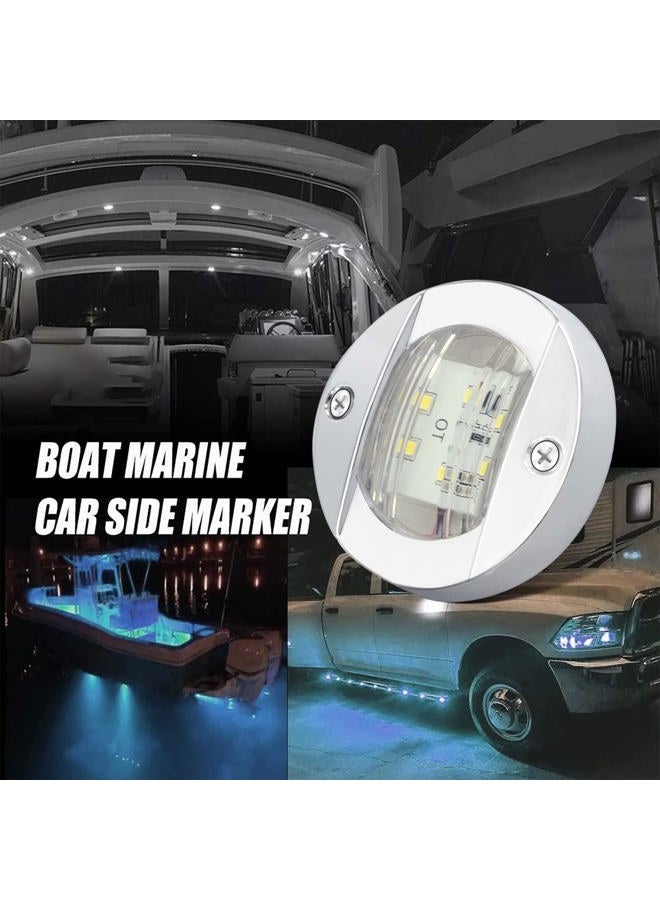 ALFU 8PCS White DC12V 6 LED Side Marker Navigation Lights Waterproof Marine Boat Yacht Round Transom Anchor Stern Lights with Chrome Bezel - Image 2