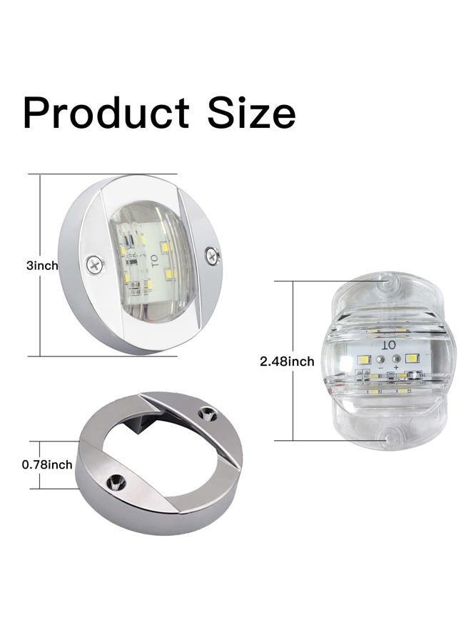 ALFU 8PCS White DC12V 6 LED Side Marker Navigation Lights Waterproof Marine Boat Yacht Round Transom Anchor Stern Lights with Chrome Bezel - Image 5