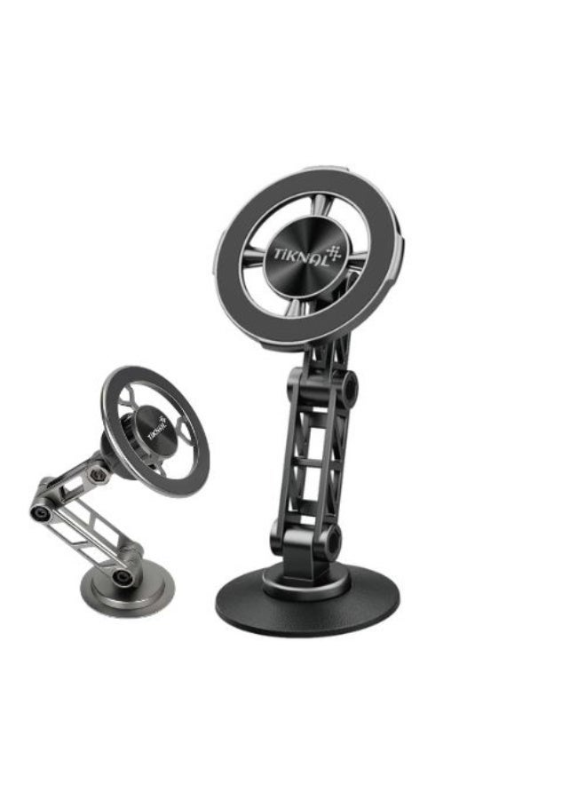 Tiknal TK-H113 Magnetic Car & Desk Phone Holder with Multi-Joint Foldable Arm, 360° Rotation, Strong Adhesive Base & Durable Metal Alloy Body - Black - Image 1