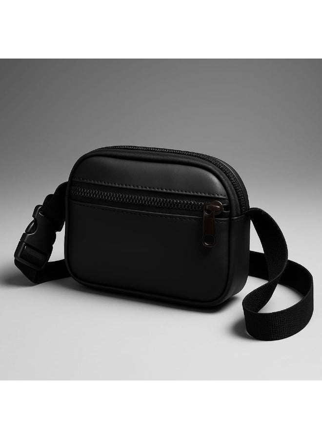 فيروهيد حقيبة خصر جلدية أصلية فاخرة من فيروهايد - حقيبة صغيرة متعددة الاستخدامات للرجال والنساء، لون أسود مطفي، حزام قابل للتعديل، منظم للاستخدام اليومي. - Image 5