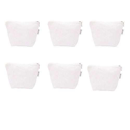 Augbunny 100% Cotton 12oz Canvas Zipper Cosmetic Makeup Jewlery Pouch Coin Cash Purse Change Holder 6-Pack White - Image 2