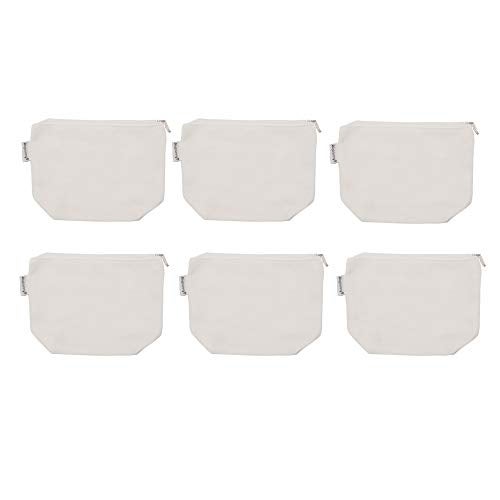 Augbunny 100% Cotton 12oz Canvas Zipper Cosmetic Makeup Jewlery Pouch Coin Cash Purse Change Holder 6-Pack White - Image 1