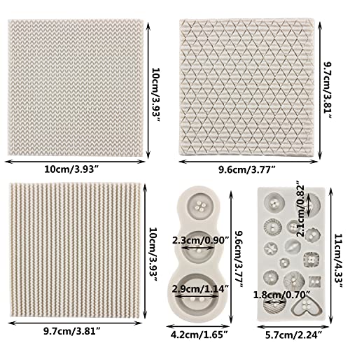 Sijiangmold Mini Knitting Sweater Fondant Molds Crochet Texture Cake Decoration Silicone Mold Button Chocolate Mold For Baby Shower Cake Decorating Cupcake Topper Candy Gum Paste Polymer Clay Set Of 5 - Image 2