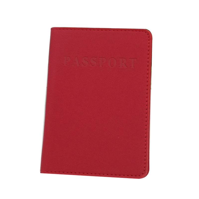 Faux Leather Passport Holder Multifunctional Card Case Red 