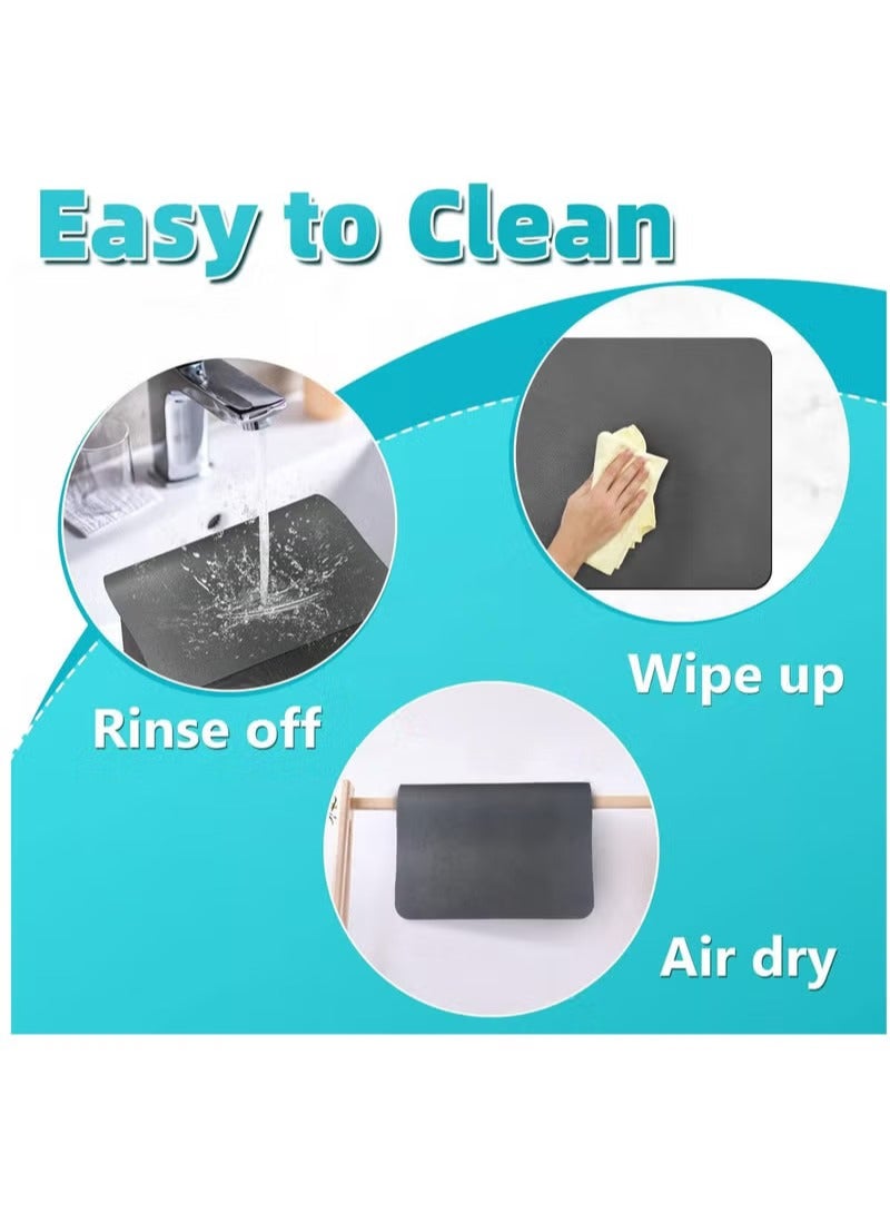 Hihonor سجادة القهوة، سجادة تجفيف ماكينة القهوة مع قاعدة مطاطية غير قابلة للانزلاق، سجادة سريعة الجفاف لماكينة القهوة والمطبخ والحوض وأدوات المائدة (أسود) - Image 5