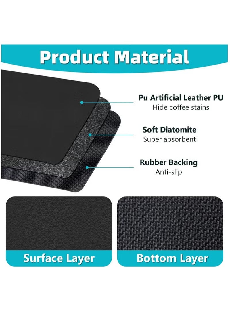 Hihonor سجادة القهوة، سجادة تجفيف ماكينة القهوة مع قاعدة مطاطية غير قابلة للانزلاق، سجادة سريعة الجفاف لماكينة القهوة والمطبخ والحوض وأدوات المائدة (أسود) - Image 2