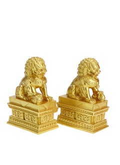 Excefore Chinese Style Pair of Lion Statue, Foo Dogs Decor Stone Lion,Chinese Style Feng Shui Statues Auspicious Ornaments,  Suitable for Home Decor, Store Opening Gift, House Warming  - Image 1