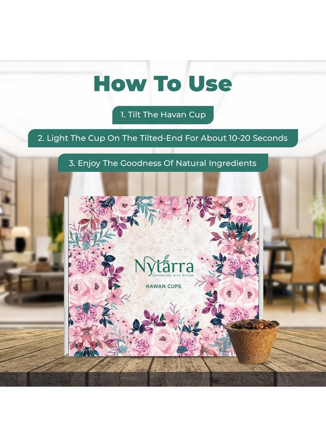 Nytarra - Nytarra HaVan Cups for Pooja 12 pcs Each (Pack of 3) +1 Free Holder, Cow Dung Outer Shell Havan, Natural Herbs, Jatamasi, Tulsi, Ashwagandha, Guggal, Loban, Dried Flowers, Sambrani Dhoop Cups - Image 1