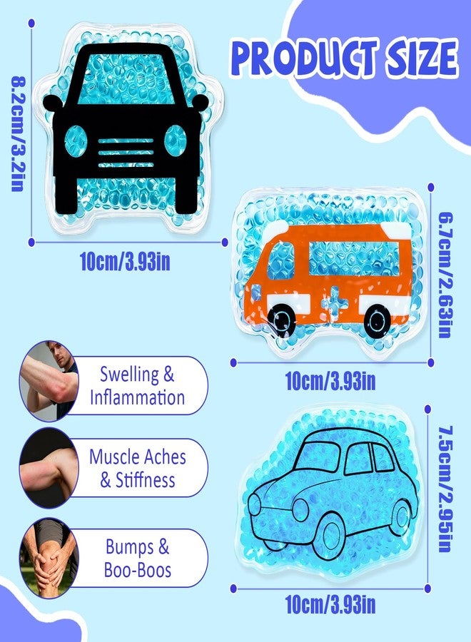 Cozeoa Kids Ice Packs 4 Pack, Cute Car-Shaped Hot Cold Gel Bead Compress, Reusable Soft Cooling & Warming Pads for Kids, Toddlers Daily Use, Portable Soothing Packs for Home Outdoor Travel - Image 2