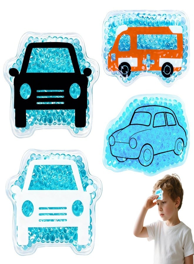 Cozeoa Kids Ice Packs 4 Pack, Cute Car-Shaped Hot Cold Gel Bead Compress, Reusable Soft Cooling & Warming Pads for Kids, Toddlers Daily Use, Portable Soothing Packs for Home Outdoor Travel - Image 1