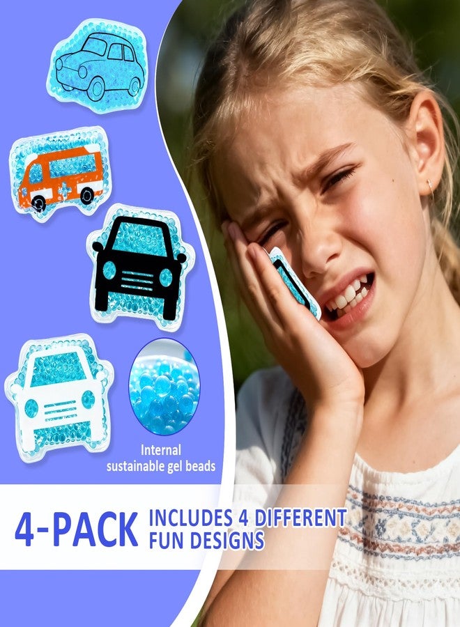 Cozeoa Kids Ice Packs 4 Pack, Cute Car-Shaped Hot Cold Gel Bead Compress, Reusable Soft Cooling & Warming Pads for Kids, Toddlers Daily Use, Portable Soothing Packs for Home Outdoor Travel - Image 5