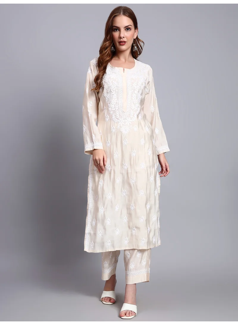 Alaya Hand Embroidered Chikankari Chanderi Kurta Set-AL4089KS