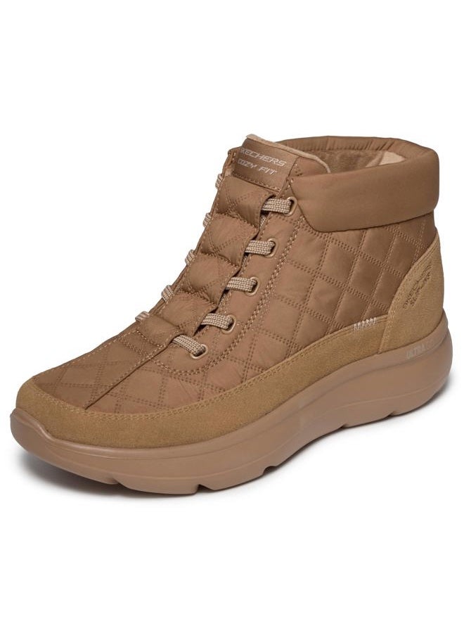 SKECHERS Women's Hands Free Slip-ins On-The-go Encore Quilted Nylon Chugga Ankle Boot, Chestnut, 36 EU - Image 4