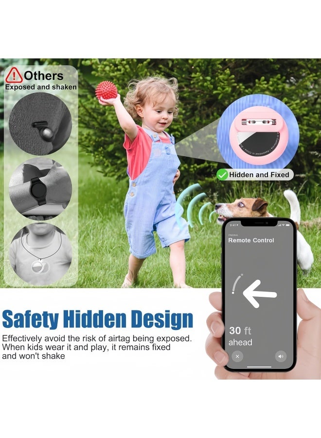2 Pieces AirTag Holder with Safety, Hidden Wearable AirTag Case with Brooch Clip for Clothes of Kids, Teens, Elder (Round Shape) - Image 2