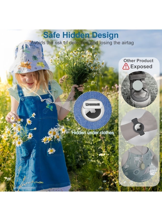 2 Pieces AirTag Holder with Safety, Hidden Wearable AirTag Case with Brooch Clip for Clothes of Kids, Teens, Elder (Round Shape) - Image 3