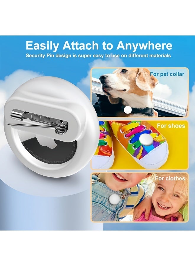2 Pieces AirTag Holder with Safety, Hidden Wearable AirTag Case with Brooch Clip for Clothes of Kids, Teens, Elder (Round Shape) - Image 5