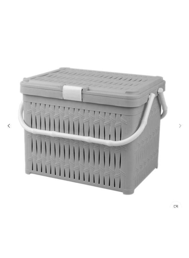 Portable Plastic Storage Basket with Lid & Carry Handle – Durable, Spacious & Multi-Purpose Organizer