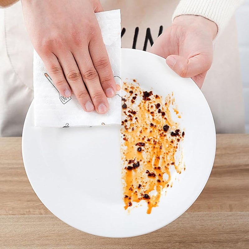 White Disposable Cleaning Cloths 50 Sheets Nonwoven Absorbent Towels for Kitchen Bathroom Dishes Furniture - Image 3