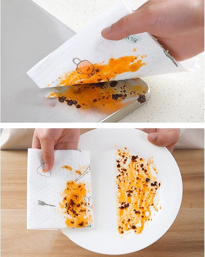 White Disposable Cleaning Cloths 50 Sheets Nonwoven Absorbent Towels for Kitchen Bathroom Dishes Furniture - Image 5