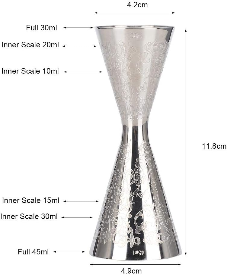 comfrt 45ml/30ml Jigger for Bartending, Stainless Steel Double Cocktail Jigger with Measurements Inside Bar Alcohol Measuring Tools for Bar Home Bartender Party Wine Drink - Image 3