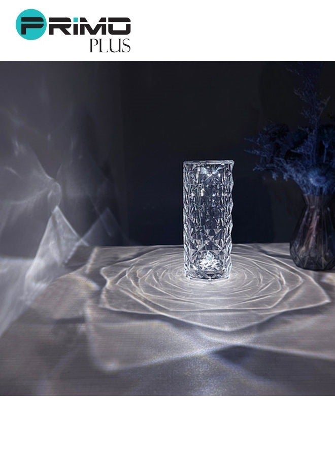 بريمو بلس مصباح طاولة من الأكريليك بتصميم ماسي يعمل باللمس ومزود بعدد 3 ألوان للإضاءة أبيض - Image 4