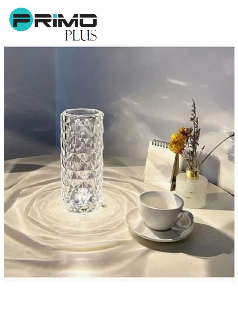 بريمو بلس مصباح طاولة من الأكريليك بتصميم ماسي يعمل باللمس ومزود بعدد 3 ألوان للإضاءة أبيض - Image 3