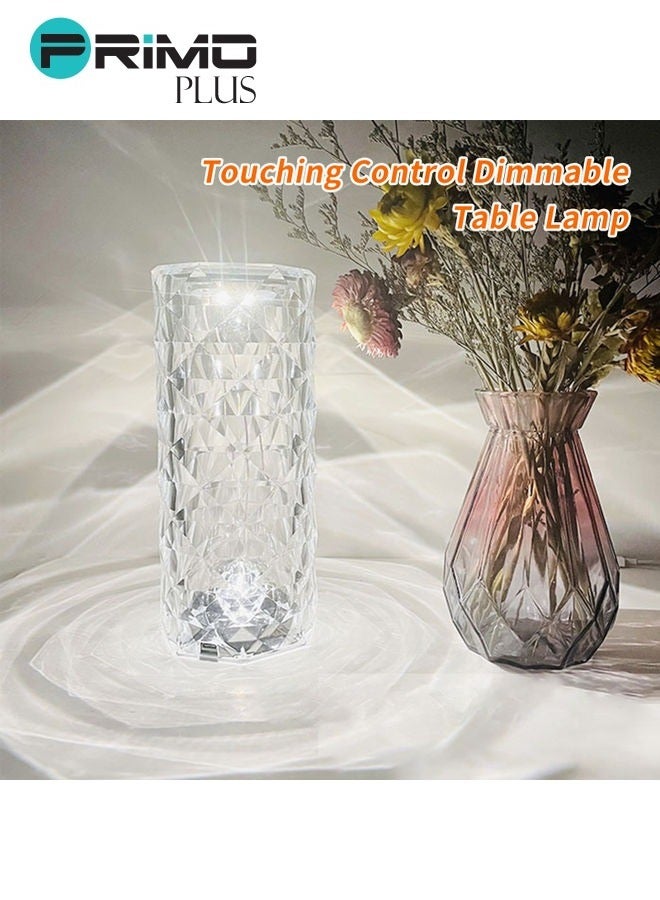 بريمو بلس مصباح طاولة من الأكريليك بتصميم ماسي يعمل باللمس ومزود بعدد 3 ألوان للإضاءة أبيض - Image 5