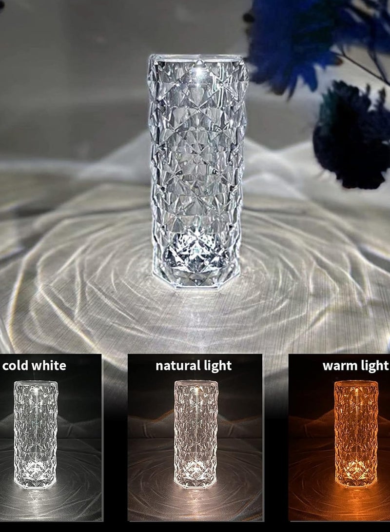 بريمو بلس مصباح طاولة من الأكريليك بتصميم ماسي يعمل باللمس ومزود بعدد 3 ألوان للإضاءة أبيض - Image 2