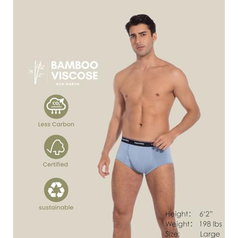 Men's Underwear Briefs Viscose from Bamboo, Moisture Wicking Tagless Underwear for Men Pack Comfort Fly - Image 3