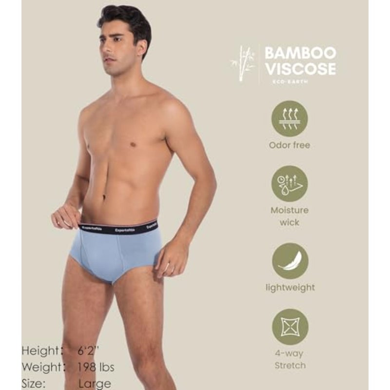 Men's Underwear Briefs Viscose from Bamboo, Moisture Wicking Tagless Underwear for Men Pack Comfort Fly - Image 5