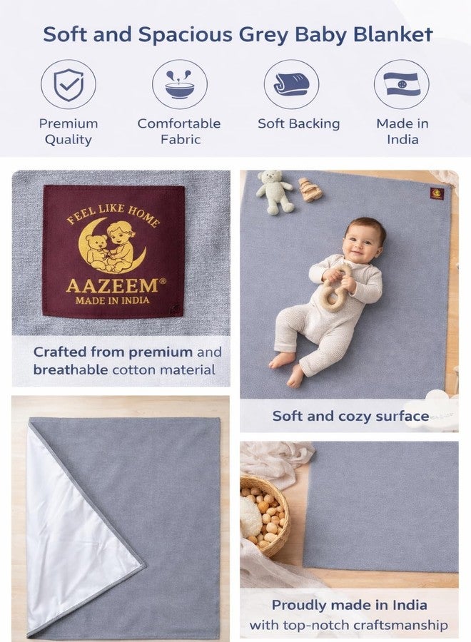 Aazeem Anti-Piling Fleece Extra Absorbent Instant Dry Sheet |Baby Bed Protector, Waterproof Baby Sheet|Washable|Perfect for Kids|Cotton Terry|Grey | Large Size |Set of 4| - Image 4