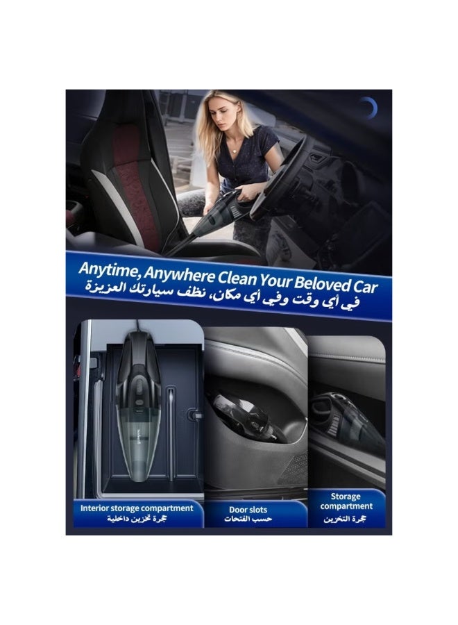 Portable Handheld Car Vacuum Cleaner 12V DC High Power with 3 Washable Removable Attachments, 3M Extension Cord, Compact Design for Car, RV & Camper Cleaning - Image 4