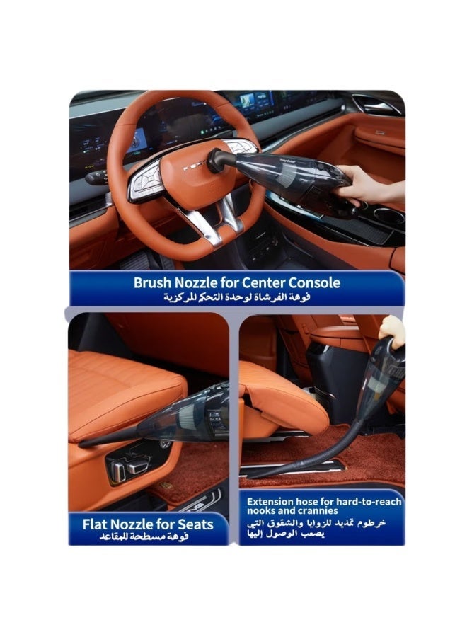 Portable Handheld Car Vacuum Cleaner 12V DC High Power with 3 Washable Removable Attachments, 3M Extension Cord, Compact Design for Car, RV & Camper Cleaning - Image 5