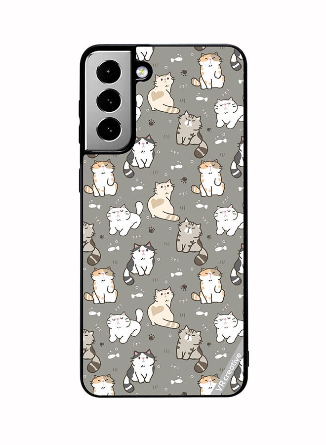 VR CREATIVE Protective Case Cover For Samsung Galaxy S21 FE 5G Cat Pattern Design Multicolour - Image 1