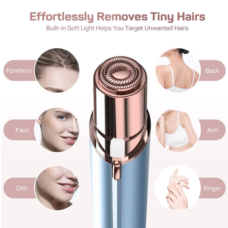 gurelax إزالة شعر الوجه للنساء (كما هو معروض على التلفاز)، مزيل شعر غير مؤلم قابل لإعادة الشحن، أفضل ماكينة حلاقة نسائية مع 2 رأس بديل، ماكينة حلاقة كهربائية للوجه للسيدات للشفاه العليا، الذقن، الشارب - Image 2