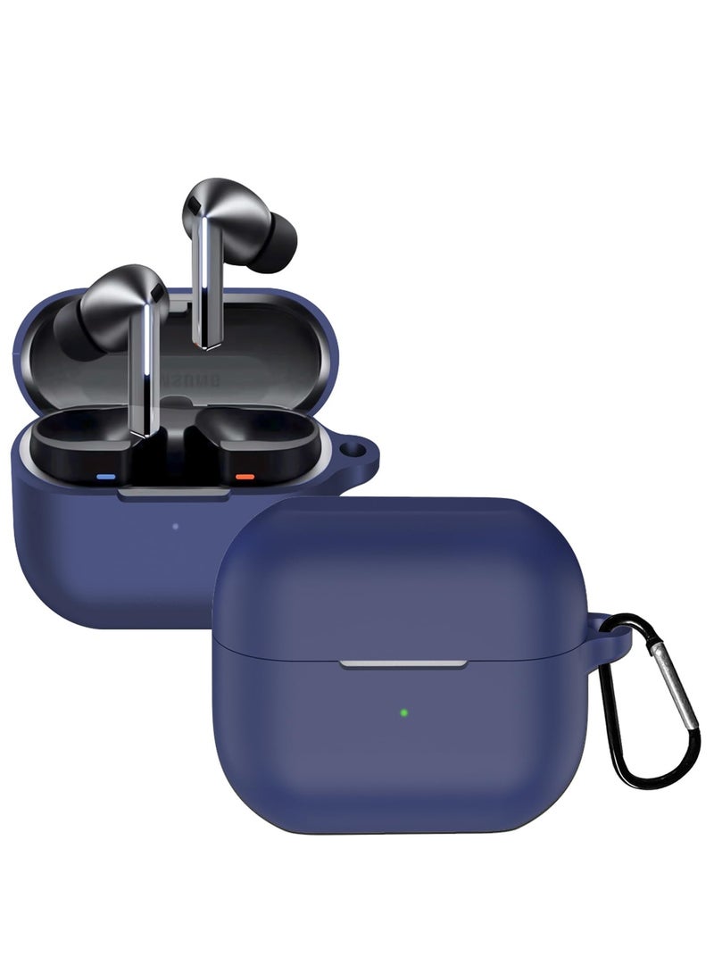 Silicone Case Compatible with Samsung Galaxy Buds 3/3 Pro Protective Cover with Carabiner (Dark Blue) - Image 1