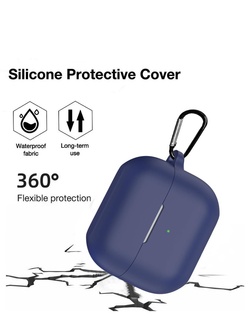 Silicone Case Compatible with Samsung Galaxy Buds 3/3 Pro Protective Cover with Carabiner (Dark Blue) - Image 4