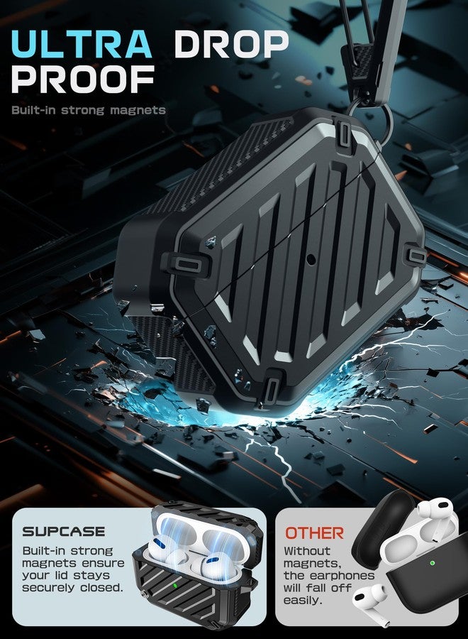 SUPCASE for AirPods Pro 2nd/1st Generation Case with Clean Pen & Carabiner (Unicorn Beetle Mag), [Military-Grade Protection] [Compatible with MagSafe] Anti-Scratch Hard Shell Magnetic Cover, Black - Image 3