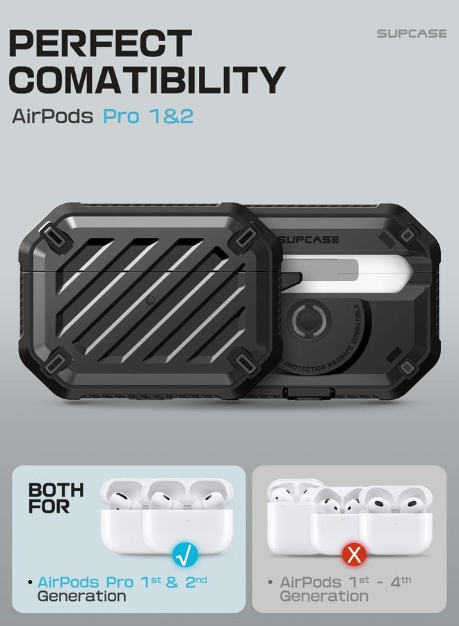 SUPCASE for AirPods Pro 2nd/1st Generation Case with Clean Pen & Carabiner (Unicorn Beetle Mag), [Military-Grade Protection] [Compatible with MagSafe] Anti-Scratch Hard Shell Magnetic Cover, Black - Image 2
