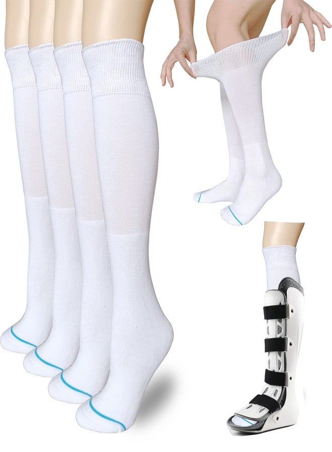 VEIGIKE Socks Liner for Orthopedic Walking Boots Walker Brace Shoe,Medical Tube Socks Under Air Cam Walkers and Fracture Boot Cast Surgical leg Cover White 2 Pairs - Image 1