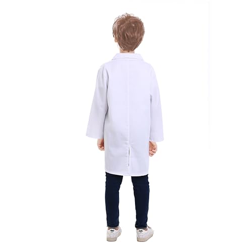TopTie Kids Lab Coat Scrubs Childrens School Scientists Doctor Role Play Halloween Costume-White-10/12 - Image 4