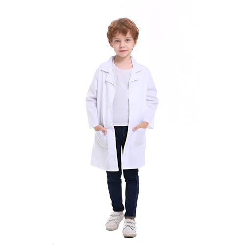 TopTie Kids Lab Coat Scrubs Childrens School Scientists Doctor Role Play Halloween Costume-White-10/12 - Image 2