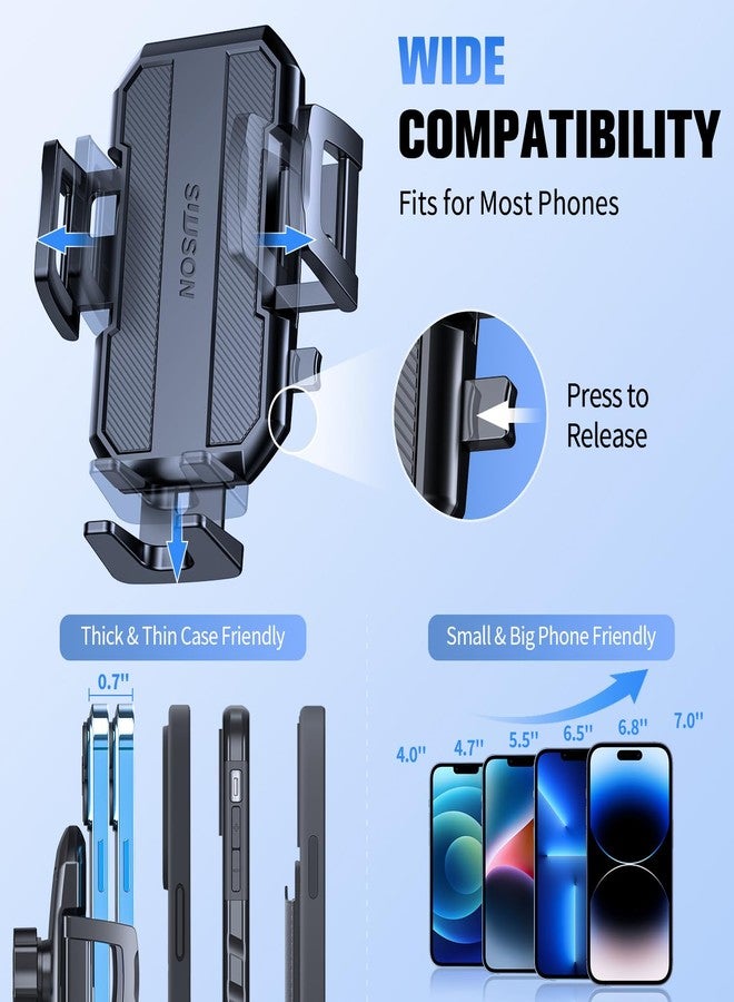 SUUSON 3 in 1 Car Phone Holder, Dashboard & Windshield & Vent Universal Car Mount Phone Holder for Your Car, Cell Phone Holder Truck for iPhone 16 15 Pro Max 14 Samsung, Matte Black - Image 4
