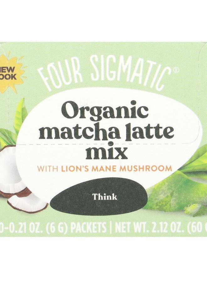 Four Sigmatic Think Organic Matcha Latte Mix with Lion's Mane Mushrooms 10 Packets 0.21 oz (6 g) Each