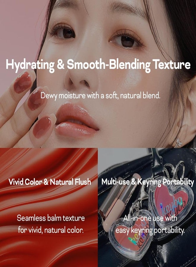 keybo Heart Keyring Lip & Cheek Tint - Creamy Multi-Use Pod for Lips & Cheeks, Dewy Glow Finish, Hydrating Buildable Color, Portable Heart Keychain Compact (3.Mocha) - Image 4