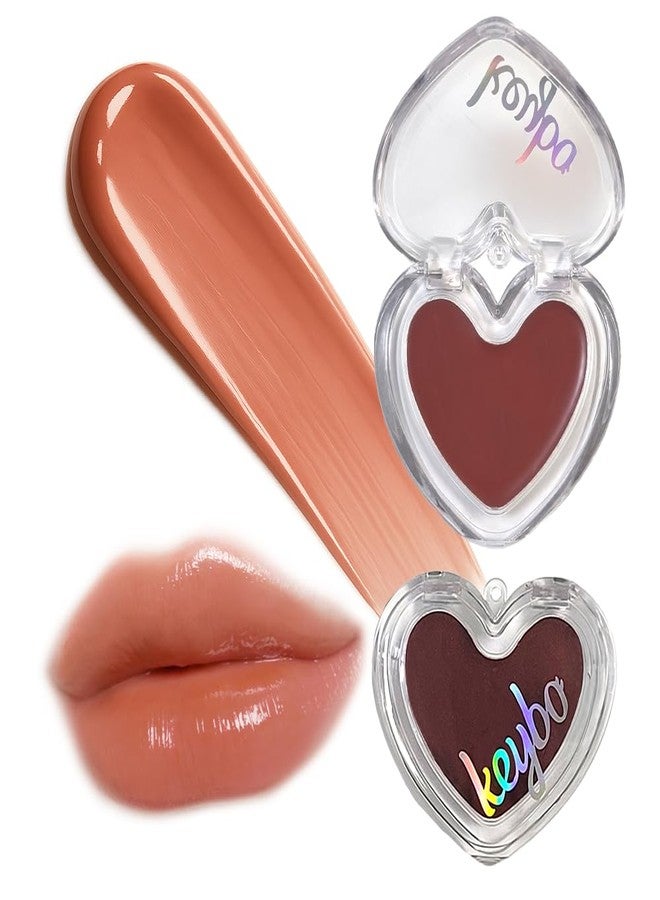 keybo Heart Keyring Lip & Cheek Tint - Creamy Multi-Use Pod for Lips & Cheeks, Dewy Glow Finish, Hydrating Buildable Color, Portable Heart Keychain Compact (3.Mocha) - Image 1