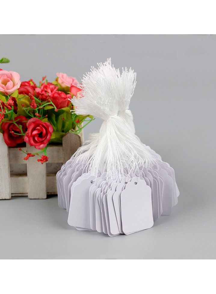 Generic Price Tags, 500pcs White Jewelry Price Tags Clothing Price Tags, Tag Card Writable, Plastic Paper Material with Rope. - Image 1