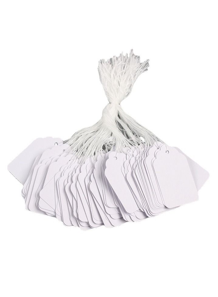 Generic Price Tags, 500pcs White Jewelry Price Tags Clothing Price Tags, Tag Card Writable, Plastic Paper Material with Rope. - Image 2